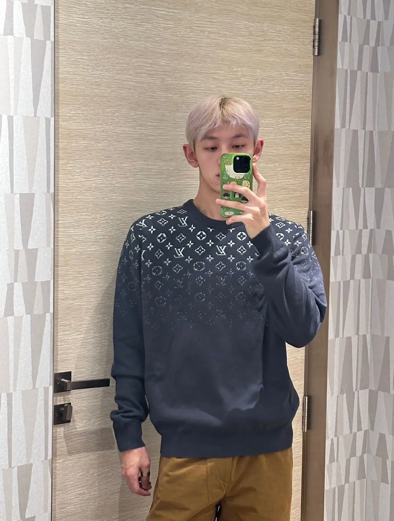 Louis Vuitton/Louis Vuitton gradient old flower jacquard crew neck sweater